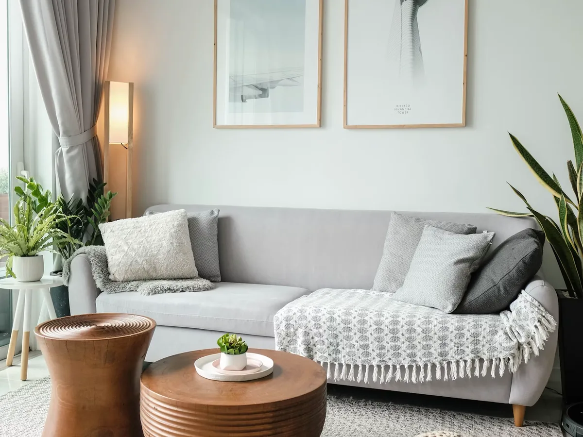Tidy everyday apartment living room with organized furniture and natural light